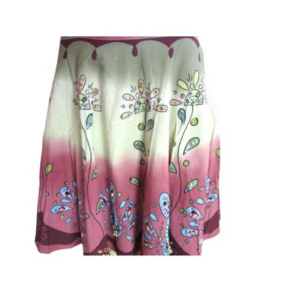 Anthropologie Lapis Floral Poodle Style Cotton Skirt w Embroidery/Beads S - Picture 2 of 6